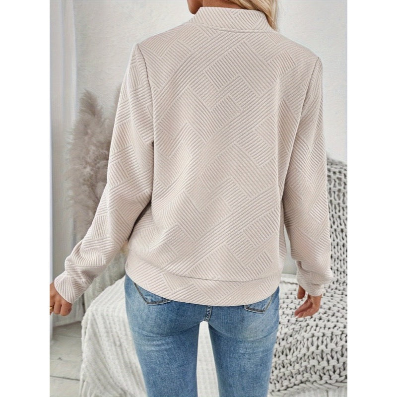 Women's textured bomber jacket in khaki, back view
