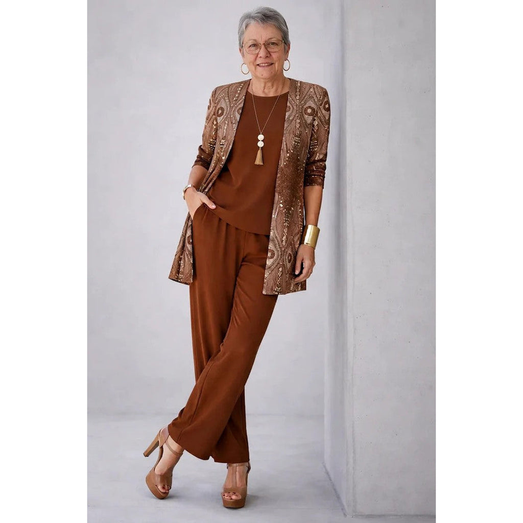 Women's burgundy three-piece set