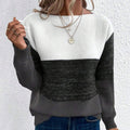 Women's colour block sweater in white, black and dark grey