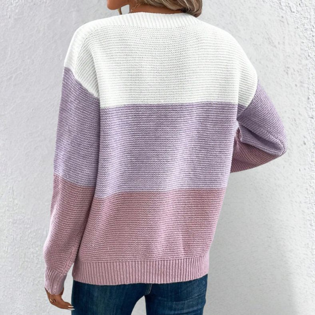 Women's lilac colour block sweater – back view