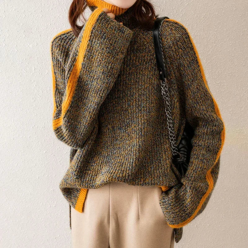 Women's turtleneck sweater in olive