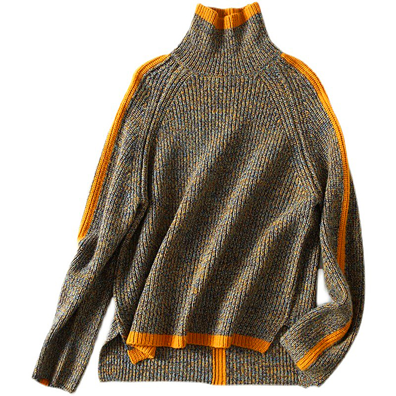 Olive turtleneck sweater – flat view