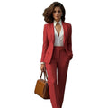 Women's blazer and trousers set in coral