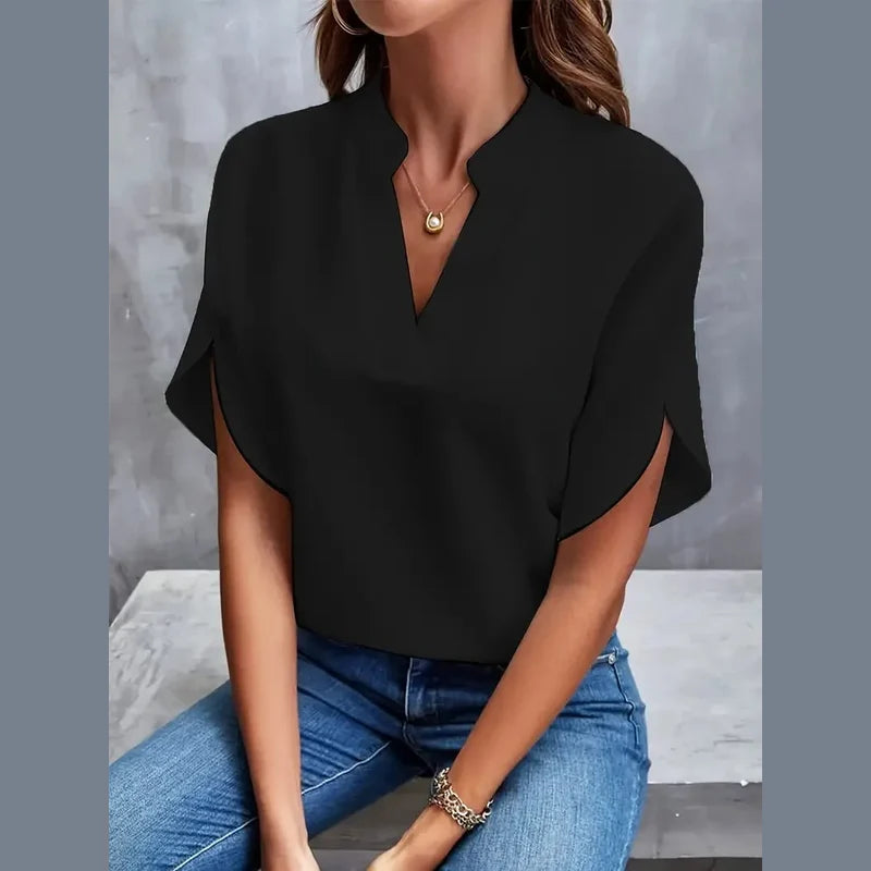 Women's V-neck blouse in black