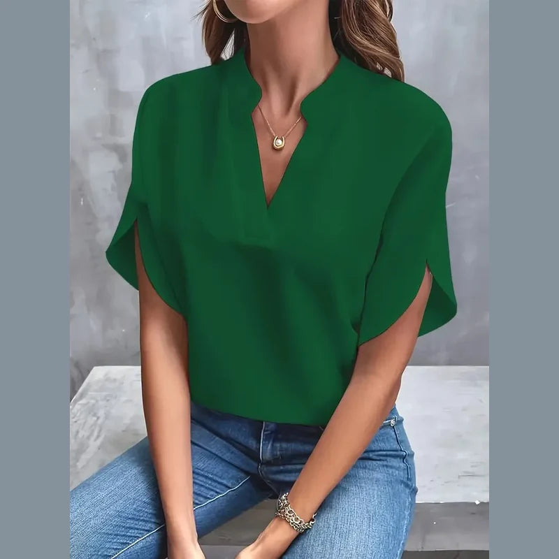 Women's V-neck blouse in green