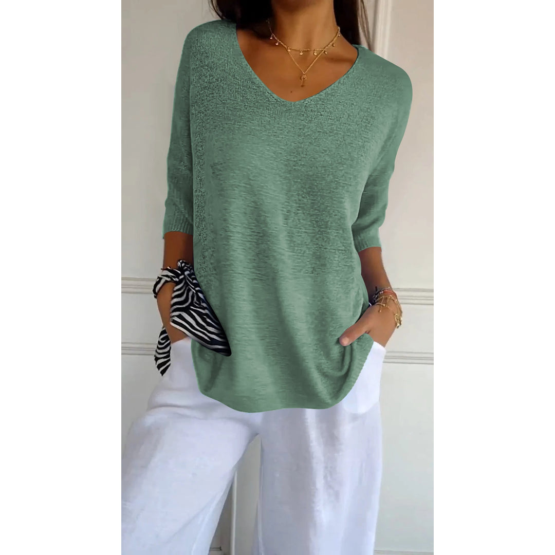 Women's sage green knit tunic top